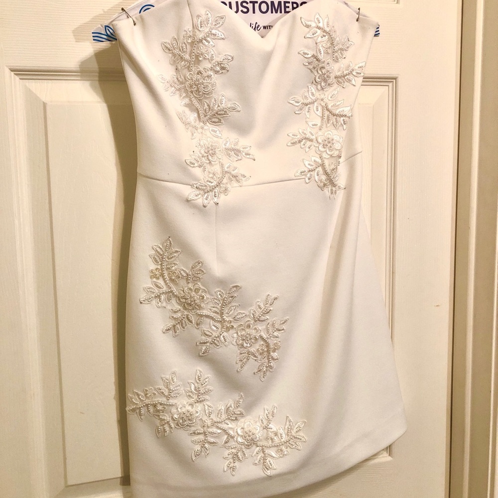 White, strapless beaded dress